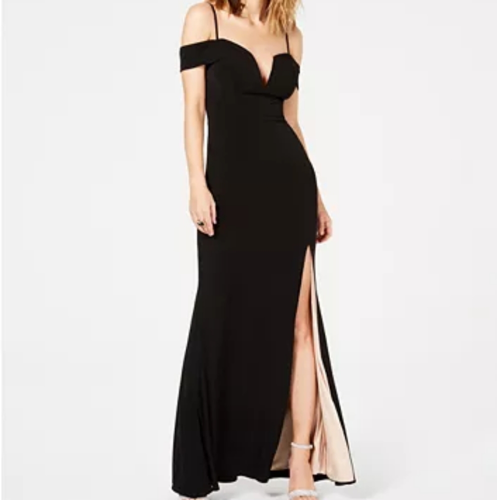 City Studios Long Black, Leg Slit Gown